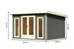 KARIBU Gartenhaus Radeburg 2, Terragrau, Fichtenholz 40mm, 406 X 309 X 229,5 Cm, Pultdach, Inkl. 2 Drehkippfenster -MBM Verkäufe 30476 2 05.jpg