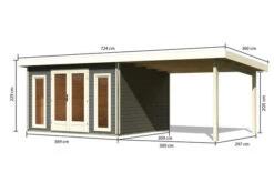 KARIBU Gartenhaus Radeburg 2, Terragrau, Fichtenholz 40mm, 724 X 309 X 229,5 Cm, Pultdach, Anbau 3,3m -MBM Verkäufe 30477 2 05.jpg