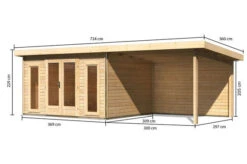 KARIBU Gartenhaus Radeburg 2, Naturbelassen, Fichtenholz 40mm, 724 X 309 X 229,5 Cm, Pultdach, Anbau 3,3m Mit Rückwand -MBM Verkäufe 30478 1 05.jpg
