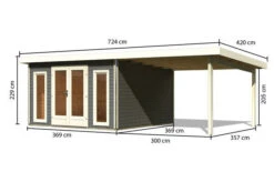 KARIBU Gartenhaus Radeburg 3, Terragrau, Fichtenholz 40mm, 724 X 369 X 229,5 Cm, Pultdach, Anbau 3,3m -MBM Verkäufe 30479 2 05.jpg