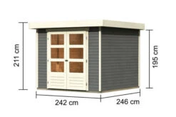 KARIBU Gartenhaus Askola , Terragrau, Fichtenholz 19mm, 266 X 246 X 211 Cm, Flachdach, Doppelflügeltür -MBM Verkäufe 30535 1 05.jpg