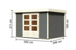 KARIBU Gartenhaus Askola 5, Terragrau, Fichtenholz 19mm, 330 X 246 X 211 Cm, Flachdach, Doppelflügeltür -MBM Verkäufe 30535 2 05.jpg