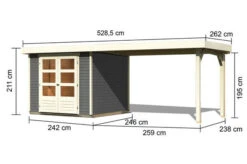 KARIBU Gartenhaus Askola 3,5, Terragrau, Fichtenholz 19mm, 491 X 246 X 211 Cm, Flachdach, Anbau 2,4m -MBM Verkäufe 30536 1 05.jpg