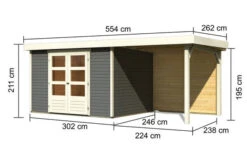 KARIBU Gartenhaus Askola 5, Terragrau, Fichtenholz 19mm, 554 X 246 X 211 Cm, Flachdach, Anbau 2,4m Mit Rückwand 14 KARIBU Gartenhaus Askola 5, Terragrau, Fichtenholz 19mm, 554 X 246 X 211 Cm, Flachdach, Anbau 2,4m Mit Rückwand -MBM Verkäufe 30537 10 05.jpg