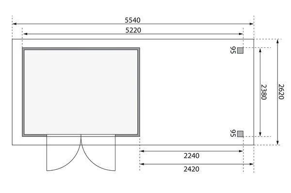 KARIBU Gartenhaus Askola 5, Terragrau, Fichtenholz 19mm, 554 X 246 X 211 Cm, Flachdach, Anbau 2,4m Mit Rückwand 6 KARIBU Gartenhaus Askola 5, Terragrau, Fichtenholz 19mm, 554 X 246 X 211 Cm, Flachdach, Anbau 2,4m Mit Rückwand – Bild 6