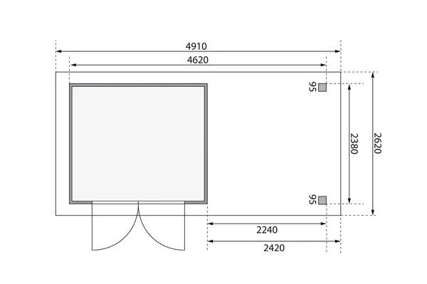 KARIBU Gartenhaus Askola 3,5, Terragrau, Fichtenholz 19mm, 491 X 246 X 211 Cm, Flachdach, Anbau 2,4m Mit Rückwand 6 KARIBU Gartenhaus Askola 3,5, Terragrau, Fichtenholz 19mm, 491 X 246 X 211 Cm, Flachdach, Anbau 2,4m Mit Rückwand – Bild 6