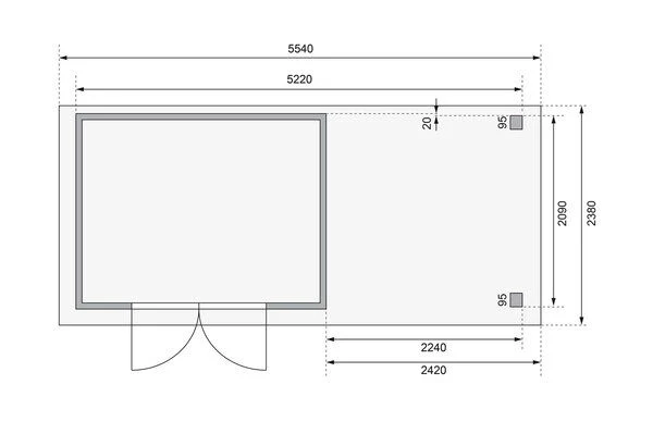 KARIBU Gartenhaus Askola 4, Naturbelassen, Fichtenholz 19mm, 554 X 217 X 211 Cm, Flachdach, Anbau 2,4m Mit Rückwand 6 KARIBU Gartenhaus Askola 4, Naturbelassen, Fichtenholz 19mm, 554 X 217 X 211 Cm, Flachdach, Anbau 2,4m Mit Rückwand – Bild 6