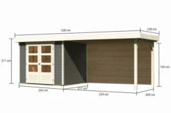 KARIBU Gartenhaus Askola 3, Terragrau, Fichtenholz 19mm, 528,5 X 217 X 211 Cm, Flachdach, Seitlicher Anbau 2,8m Mit Rückwand 14 KARIBU Gartenhaus Askola 3, Terragrau, Fichtenholz 19mm, 528,5 X 217 X 211 Cm, Flachdach, Seitlicher Anbau 2,8m Mit Rückwand -MBM Verkäufe 30540 4 05.jpg