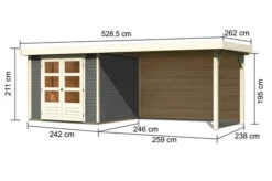 KARIBU Gartenhaus Askola 3,5, Terragrau, Fichtenholz 19mm, 528,5 X 246 X 211 Cm, Flachdach, Seitlicher Anbau 2,8m Mit Rückwand -MBM Verkäufe 30540 6 05.jpg