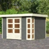 KARIBU Gartenhaus Kerko 5, Terragrau, Fichtenholz 19mm, 329 X 246 X 210 Cm, Flachdach, Doppelflügeltür