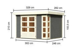 KARIBU Gartenhaus Kerko 5, Terragrau, Fichtenholz 19mm, 329 X 246 X 210 Cm, Flachdach, Doppelflügeltür -MBM Verkäufe 30542 2 05.jpg