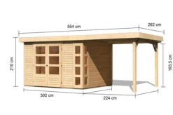 KARIBU Gartenhaus Kerko 5, Naturbelassen, Fichtenholz 19mm, 554 X 246 X 210 Cm, Flachdach, Anbau 2,4m 14 KARIBU Gartenhaus Kerko 5, Naturbelassen, Fichtenholz 19mm, 554 X 246 X 210 Cm, Flachdach, Anbau 2,4m -MBM Verkäufe 30543 1 05.jpg