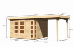 KARIBU Gartenhaus Kerko 6, Naturbelassen, Fichtenholz 19mm, 558 X 306 X 216 Cm, Flachdach, Anbau 2,4m -MBM Verkäufe 30543 3 05.jpg