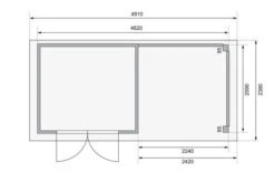KARIBU Gartenhaus Kerko 3, Naturbelassen, Fichtenholz 19mm, 508 X 217 X 211 Cm, Flachdach, Anbau 2,4m Mit Rückwand -MBM Verkäufe 30544 1 06.jpg