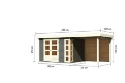 KARIBU Gartenhaus Kerko 5, Terragrau, Fichtenholz 19mm, 554 X 246 X 210 Cm, Flachdach, Anbau 2,4m Mit Rückwand -MBM Verkäufe 30544 6 05.jpg