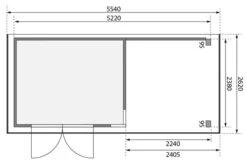 KARIBU Gartenhaus Kerko 5, Terragrau, Fichtenholz 19mm, 554 X 246 X 210 Cm, Flachdach, Anbau 2,4m Mit Rückwand -MBM Verkäufe 30544 6 06.jpg