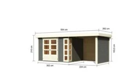 KARIBU Gartenhaus Kerko5 , Terragrau, Fichtenholz 19mm, 554 X 246 X 210 Cm, Flachdach, Anbau 2,4m Mit Rück- Und Seitenwand -MBM Verkäufe 30545 2 05.jpg