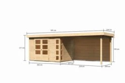 KARIBU Gartenhaus Kerko 4, Naturbelassen, Fichtenholz 19mm, 609 X 217 X 211 Cm, Flachdach, Anbau 2,8m Mit Rückwand -MBM Verkäufe 30547 3 05.jpg