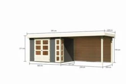 KARIBU Gartenhaus Kerko 4, Terragrau, Fichtenholz 19mm, 609 X 217 X 211 Cm, Flachdach, Anbau 2,8m Mit Rückwand -MBM Verkäufe 30547 4 05.jpg