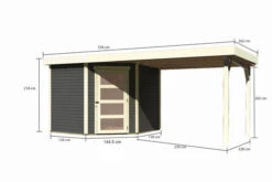 KARIBU Gartenhaus Schwandorf 5, Terragrau, Fichtenholz 19mm, 530 X 246 X 218 Cm, Flachdach, Anbau 2,8m -MBM Verkäufe 30550 05.jpg