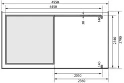 KARIBU Gartenhaus Kandern3 , Terragrau, Fichtenholz 28mm, 522,5 X 244 X 222 Cm, Pultdach, Anbau 2,35m Mit Rückwand 15 KARIBU Gartenhaus Kandern3 , Terragrau, Fichtenholz 28mm, 522,5 X 244 X 222 Cm, Pultdach, Anbau 2,35m Mit Rückwand -MBM Verkäufe 30555 2 06.jpg