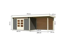 KARIBU Gartenhaus Kandern 7, Terragrau, Fichtenholz 28mm, 702 X 244 X 222 Cm, Pultdach, Anbau 3,2m Mit Rückwand -MBM Verkäufe 30559 4 05.jpg