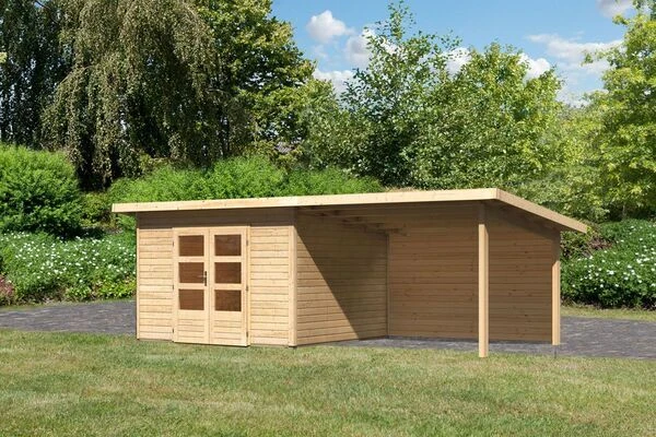 KARIBU Gartenhaus Northeim 3, Naturbelassen, Fichtenholz 40mm, 664 X 309 X 229 Cm, Pultdach, Anbau 3m Mit Rückwand 1 KARIBU Gartenhaus Northeim 3, Naturbelassen, Fichtenholz 40mm, 664 X 309 X 229 Cm, Pultdach, Anbau 3m Mit Rückwand