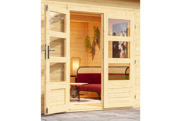 KARIBU Gartenhaus Northeim 3, Naturbelassen, Fichtenholz 40mm, 664 X 309 X 229 Cm, Pultdach, Anbau 3m Mit Rückwand 2 KARIBU Gartenhaus Northeim 3, Naturbelassen, Fichtenholz 40mm, 664 X 309 X 229 Cm, Pultdach, Anbau 3m Mit Rückwand – Bild 2