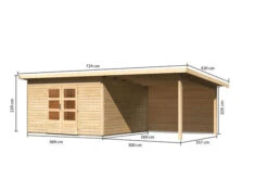 KARIBU Gartenhaus Northeim 5, Naturbelassen, Fichtenholz 40mm, 724 X 369 X 229 Cm, Pultdach, Anbau 3m Mit Rückwand -MBM Verkäufe 30561 5 05.jpg
