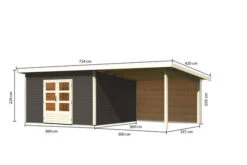 KARIBU Gartenhaus Northeim 5, Terragrau, Fichtenholz 40mm, 724 X 369 X 229 Cm, Pultdach, Anbau 3m Mit Rückwand -MBM Verkäufe 30561 6 05.jpg