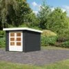 KARIBU Gartenhaus Bastrup 4, Anthrazit, Fichtenholz 28mm, 237 X 297 X 222 Cm, Pultdach, Eco Doppelflügeltür