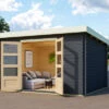 KARIBU Gartenhaus Bastrup 7, Anthrazit, Fichtenholz 28mm, 357 X 297 X 222 Cm, Pultdach, Eco Doppelflügeltür