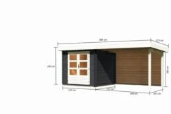 KARIBU Gartenhaus Bastrup2 , Anthrazit, Fichtenholz 28mm, 554 X 237 X 220 Cm, Pultdach, Anbau 3m Mit Rückwand -MBM Verkäufe 30566 2 05.jpg