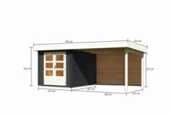 KARIBU Gartenhaus Bastrup 4 , Anthrazit, Fichtenholz 28mm, 554 X 297 X 222 Cm, Pultdach, Anbau 3m Mit Rückwand -MBM Verkäufe 30566 6 05.jpg