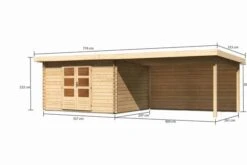 KARIBU Gartenhaus Bastrup 7, Naturbelassen, Fichtenholz 28mm, 774,5 X 297 X 222 Cm, Pultdach, Anbau 4m Mit Rückwand -MBM Verkäufe 30568 3 05.jpg