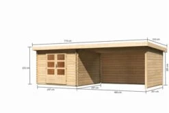 KARIBU Gartenhaus Bastrup 5, Naturbelassen, Fichtenholz 28mm, 714,5 X 297 X 222 Cm, Pultdach, Anbau 4m Mit Rück- Und Seitenwand -MBM Verkäufe 30570 2 05.jpg