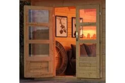 KARIBU Gartenhaus Bastrup 7, Naturbelassen, Fichtenholz 28mm, 774,5 X 297 X 222 Cm, Pultdach, Anbau 4m Mit Rück- Und Seitenwand -MBM Verkäufe 30570 3 03.jpg