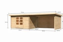 KARIBU Gartenhaus Bastrup 7, Naturbelassen, Fichtenholz 28mm, 774,5 X 297 X 222 Cm, Pultdach, Anbau 4m Mit Rück- Und Seitenwand -MBM Verkäufe 30570 3 05.jpg