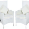 OUTFLEXX 2er-Set Sessel, Weiß, Polyrattan, Lehne Beliebig Verstellbar, Inkl. Kissen