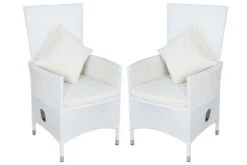OUTFLEXX 2er-Set Sessel, Weiß, Polyrattan, Lehne Beliebig Verstellbar, Inkl. Kissen