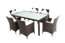 OUTFLEXX Esstisch, Braun-marmoriert, Polyrattan, 180x100cm, Weiße Innenliegendes Glasplatte -MBM Verkäufe 3 10635.jpg