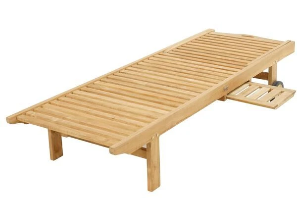 Gartenliege Archimedes Aus Teakholz Von Ploß, Mit Rädern Und Tablett 3 Gartenliege Archimedes Aus Teakholz Von Ploß, Mit Rädern Und Tablett – Bild 3