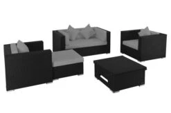 OUTFLEXX Loungemöbel-Set, 5 Personen, Schwarz, Polyrattan, Inkl. Loungetisch, Wasserfeste Kissenbox -MBM Verkäufe 3 1299 BOX D.jpg