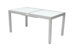 VILLANA Ausziehtisch, Silber/weiß, Alu/Sicherheitsglas, 160/220x90 Cm, Flügelmechanismus -MBM Verkäufe 3 13395 2.jpg