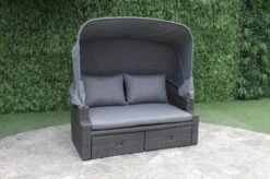 OUTFLEXX Fontana Loungebett, Grau, Polyrattan, Doppel-halbrund, Mit Unterschiebbaren Hockern, Dach Klappbar -MBM Verkäufe 3 18545.jpg
