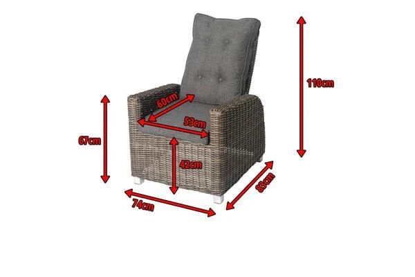 OUTFLEXX Dining Sessel, Grau, Polyrattan, 74 X 83 X 110 Cm, Rückenlehne Stufenlos Verstellbar 5 OUTFLEXX Dining Sessel, Grau, Polyrattan, 74 X 83 X 110 Cm, Rückenlehne Stufenlos Verstellbar – Bild 5