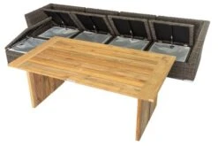 OUTFLEXX Loungegarnitur, Polyrattan/Teakholz, Tisch 160x90cm, Für 5 Personen, Wasserfeste Kissenbox -MBM Verkäufe 3 19390.jpg