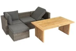 OUTFLEXX Loungegarnitur, Polyrattan/Teakholz, Tisch 160x90cm, Für 4 Personen, Wasserfeste Kissenbox -MBM Verkäufe 3 19392.jpg