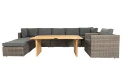 OUTFLEXX Loungegarnitur, Polyrattan/Teakholz, Tisch 160x90cm, Für 8 Personen, Wasserfeste Kissenbox -MBM Verkäufe 3 19396.jpg