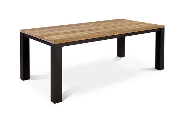 OUTFLEXX Oxford Esstisch, Dark Grey/natur, Alu/recycled FSC®-Teak, 180 X 90 Cm, Rustikal Gebürstet 3 OUTFLEXX Oxford Esstisch, Dark Grey/natur, Alu/recycled FSC®-Teak, 180 X 90 Cm, Rustikal Gebürstet – Bild 3